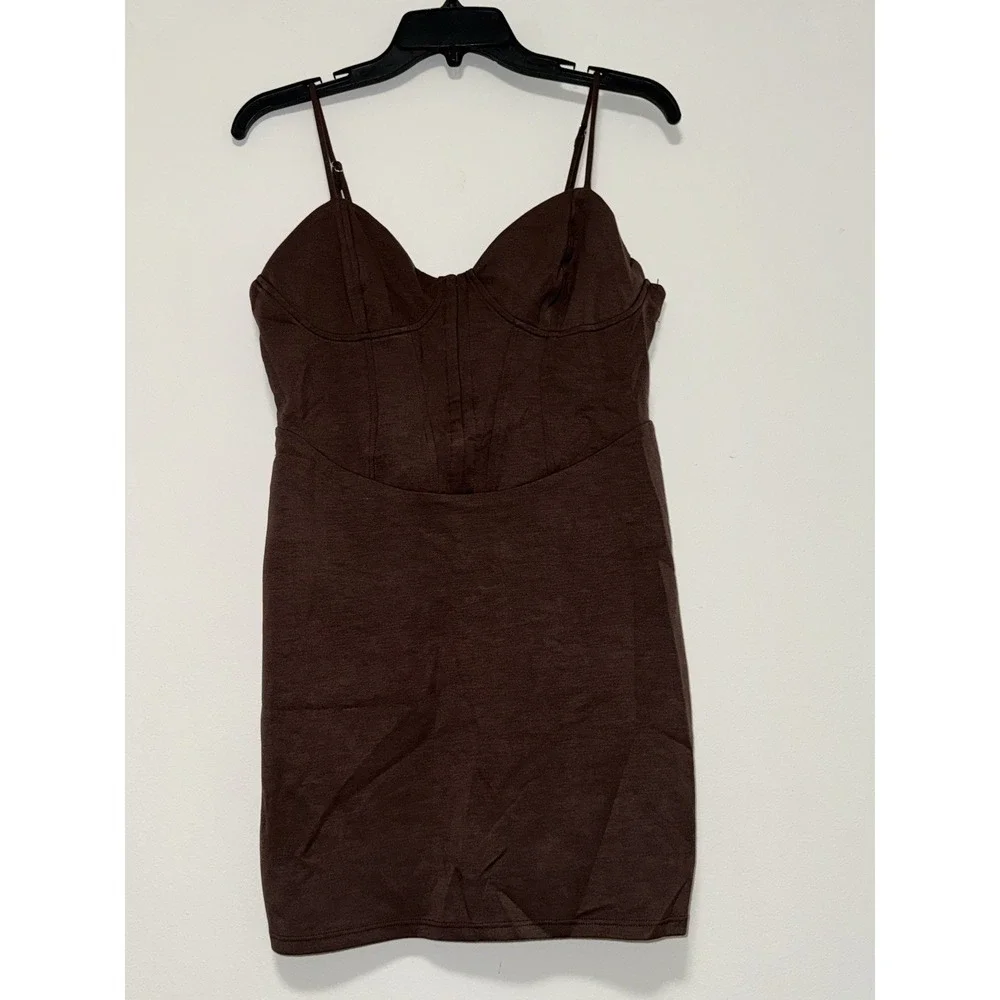 Wild Fable Women's Sleeveless Corset Mini Knit Bodycon Dress Dark Brown, Large